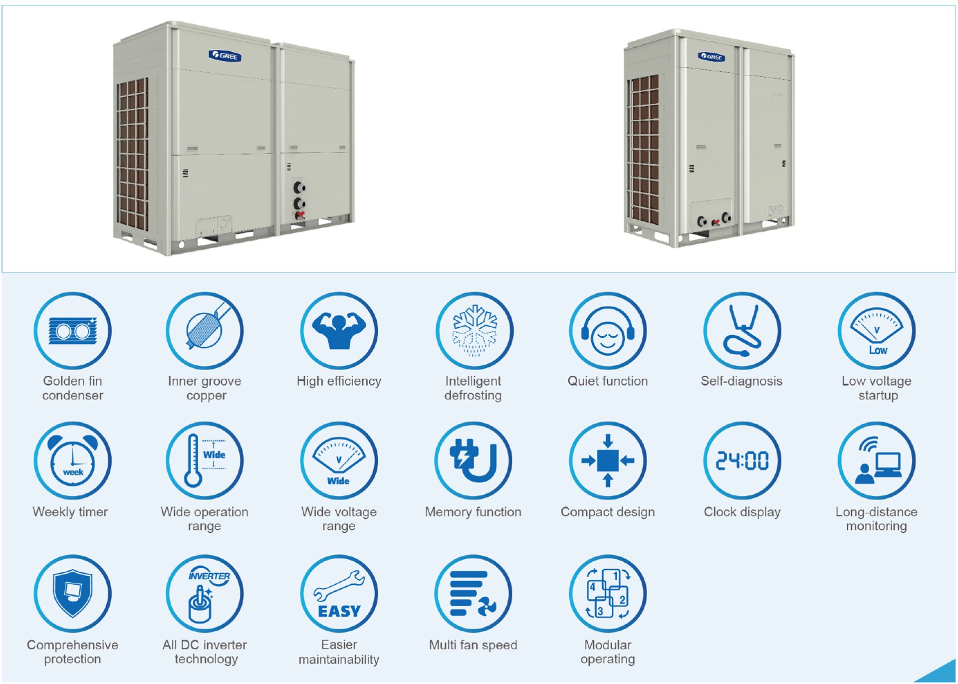 product commercial air conditioner inverter inverter modular air-cooled chiller heat pump r32 feature