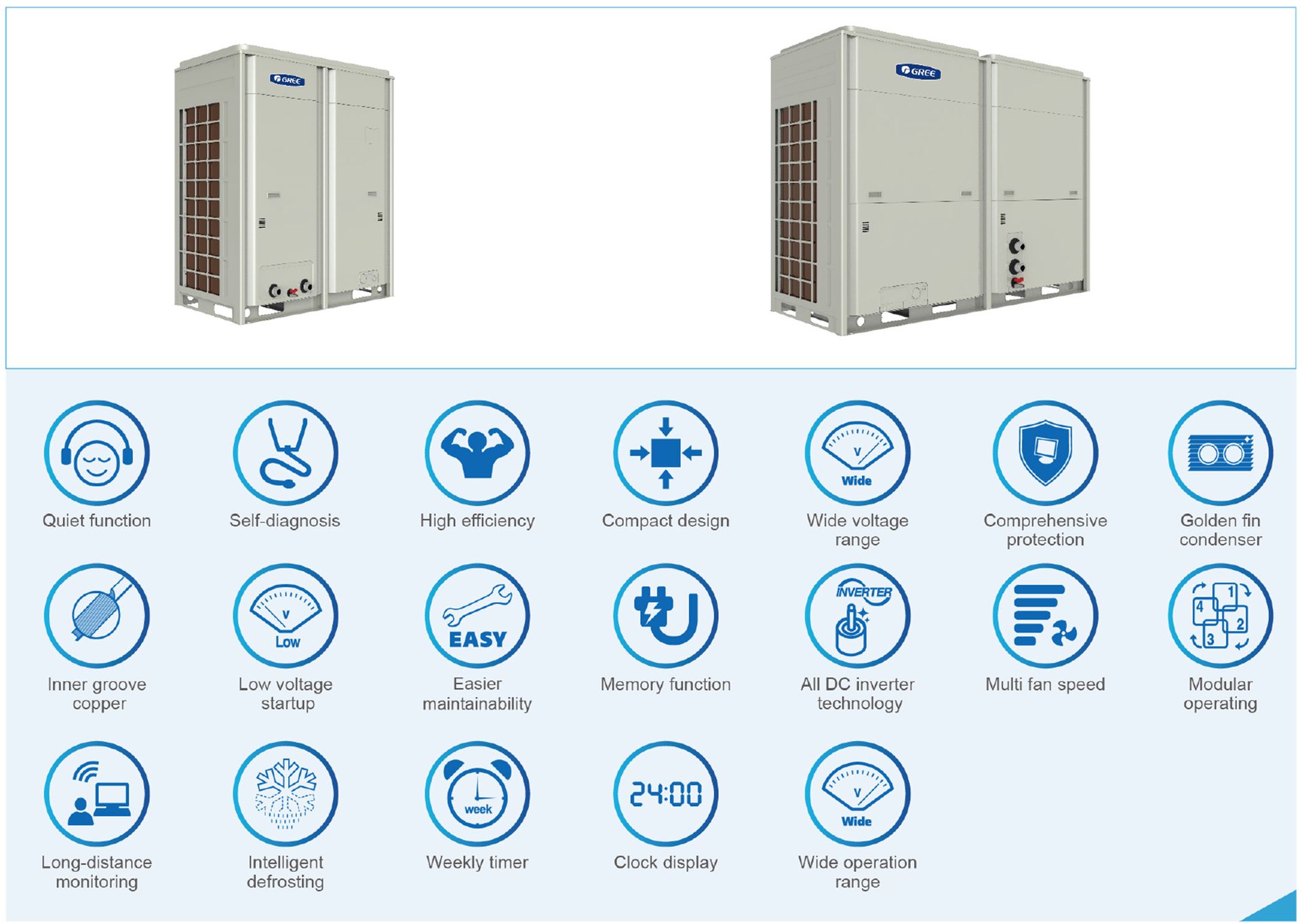 product commercial air conditioner inverter modular air-cooled chiller heat pump feature