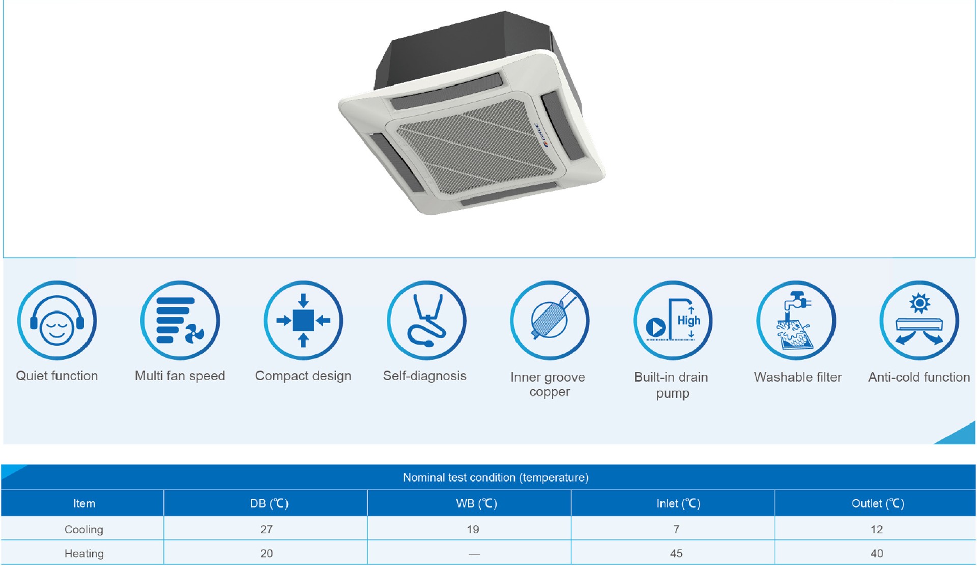 product commercial fan coil unit cassette type